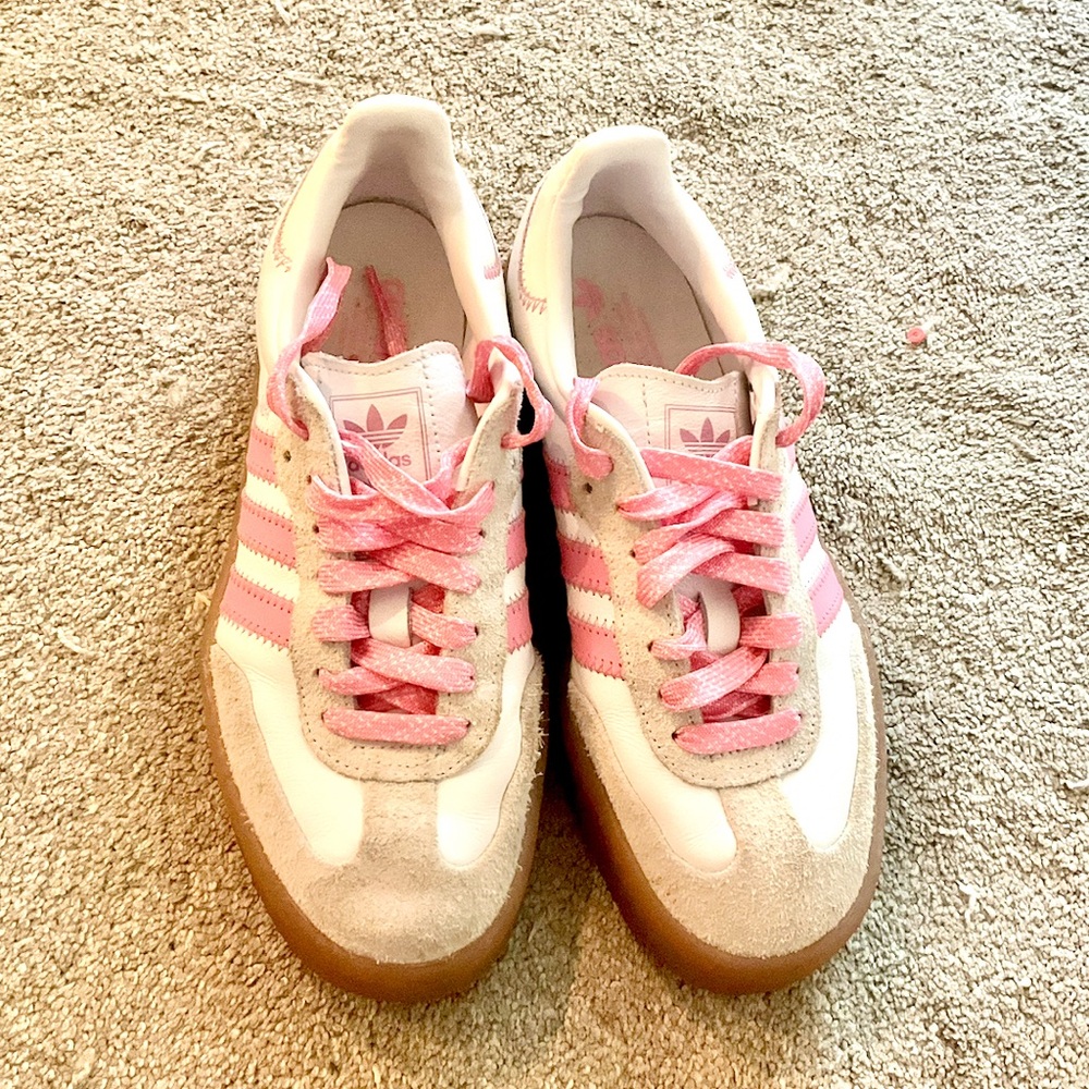 Adidas Women's Pink and Cream Sneakers
